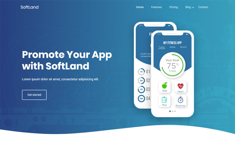 有美观而引人注目的设计免费Bootstrap 4  应用程序APP推广落地页登陆页面模板自适应HTML5网站模板免费下载